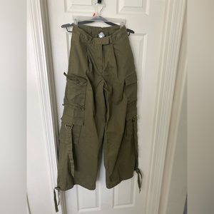 Really wide leg olive green cargo pants
